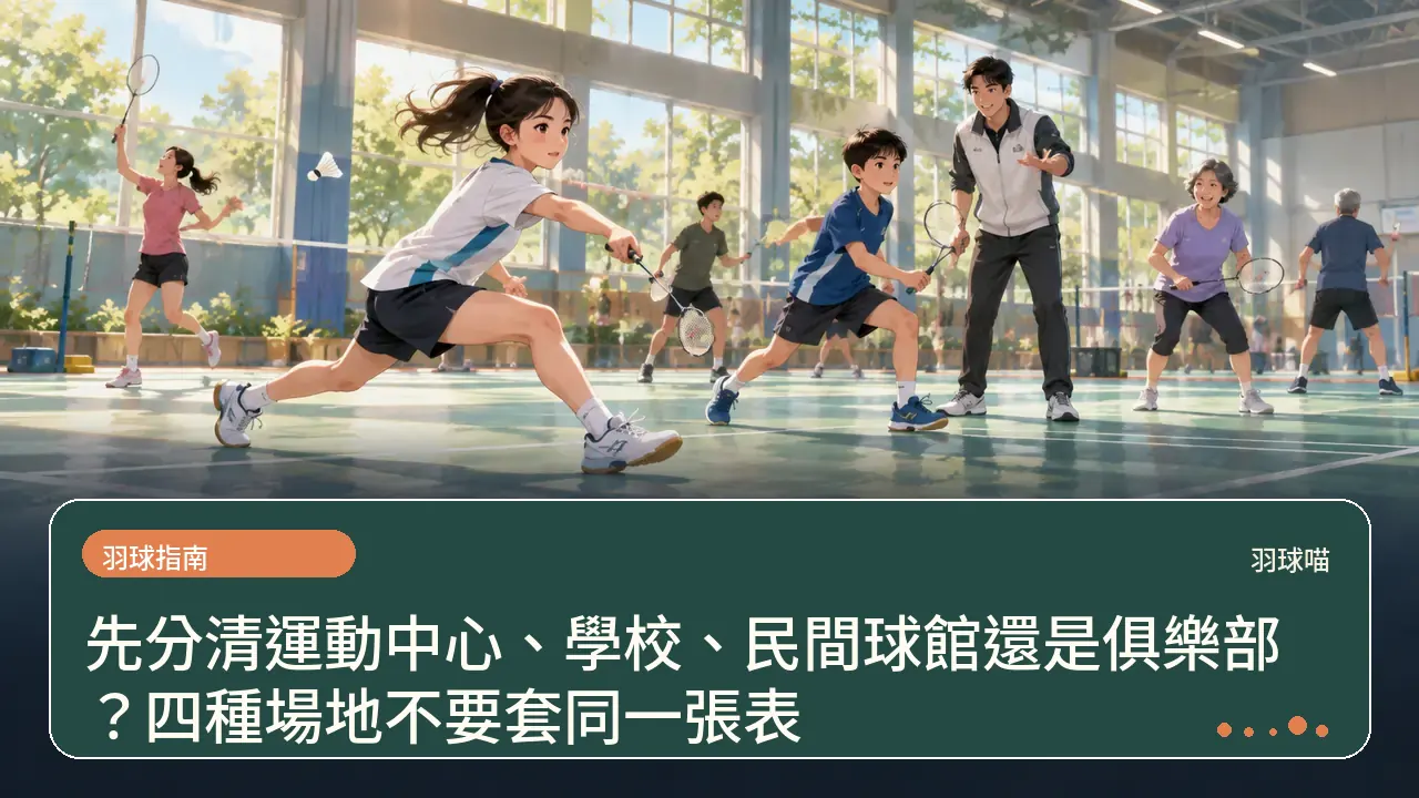 先分清運動中心、學校、民間球館還是俱樂部？四種場地不要套同一張表主題插畫
